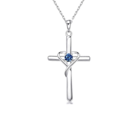 Sapphire Cross Necklace | White Gold