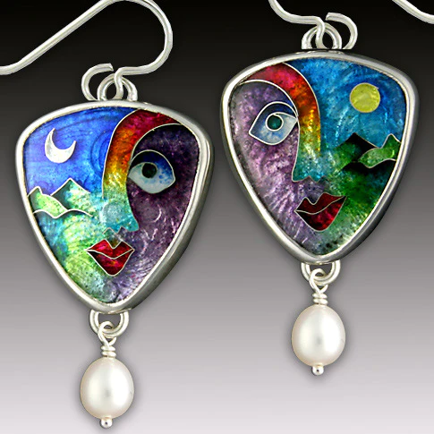 Vintage Colorful Face Earrings