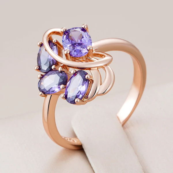 Elegant Purple Crystal Ring