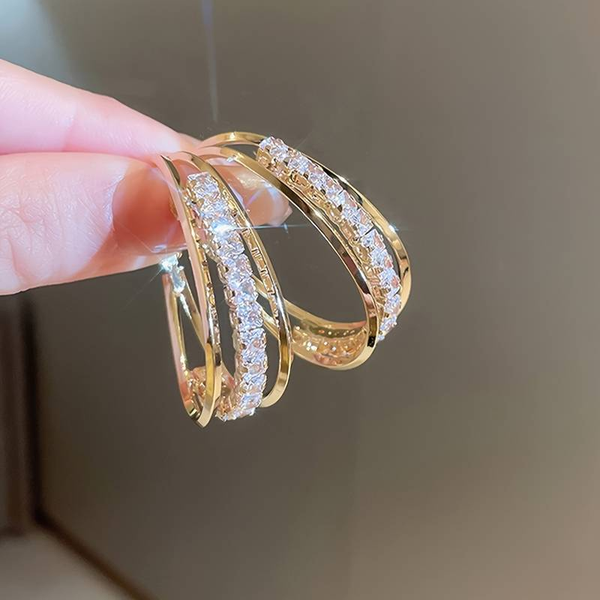 Elegant Golden Zirconia Earrings