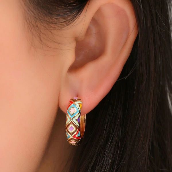 Vintage Colorful Hoop Earrings