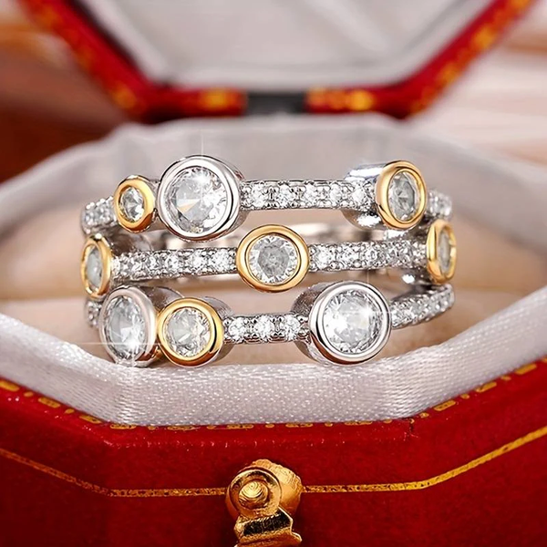 Vintage Bright Inlaid Zirconia Golden Ring