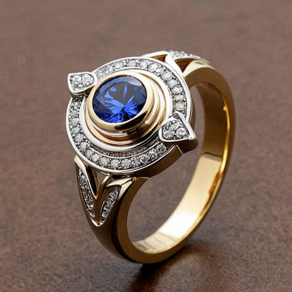 Vintage Blue Crystal Gold Ring