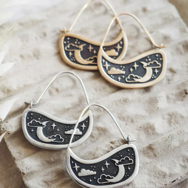 Vintage Moonlight Gold & Silver Earrings