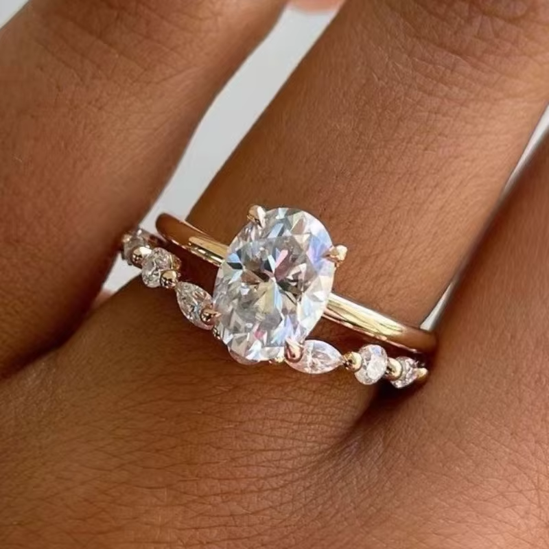 Vintage White Crystal Ring Set