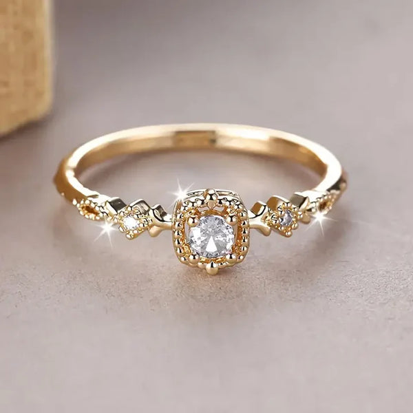 Vintage Crystal Bright Golden Ring