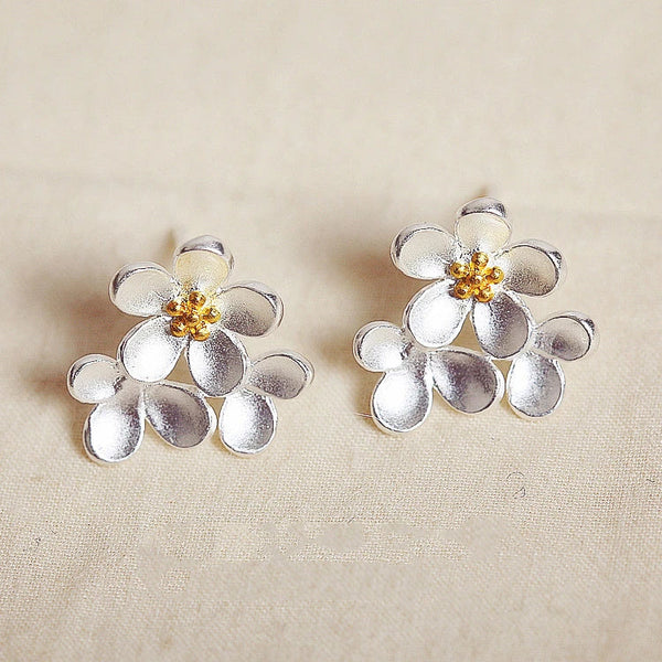 Precious Silver Flower Earrings